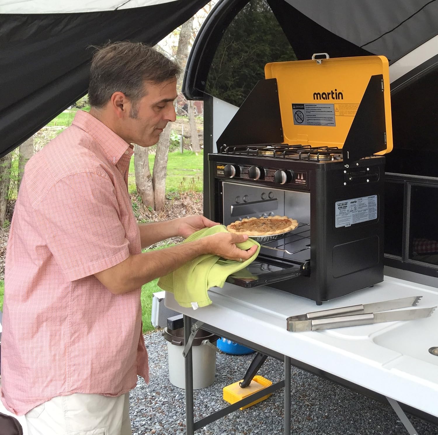 Propane cylinder connection point on the Martin MOS-24, compatible with 1 lb propane tanks.
