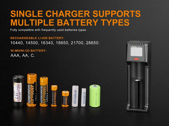 Fenix ARE-D1 single channel battery charger top view