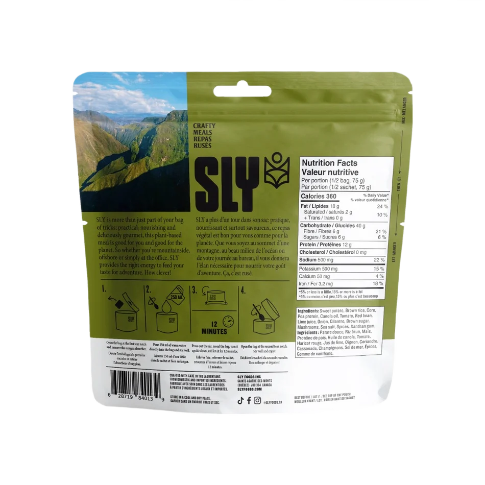 SLY Foods Burrito Bowl plant-based outdoor meal
