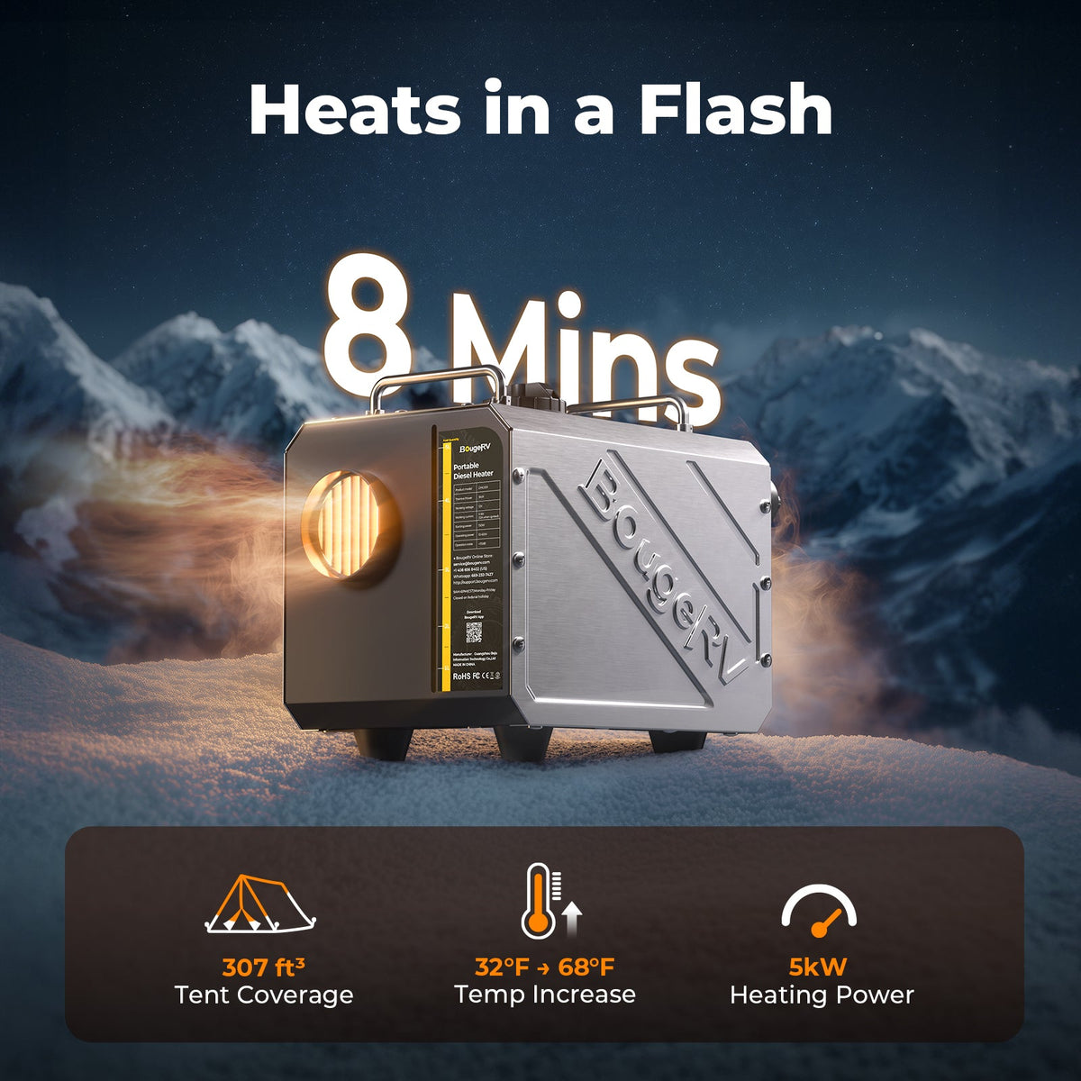 BougeRV 12V diesel heater for camping and cold-weather adventures