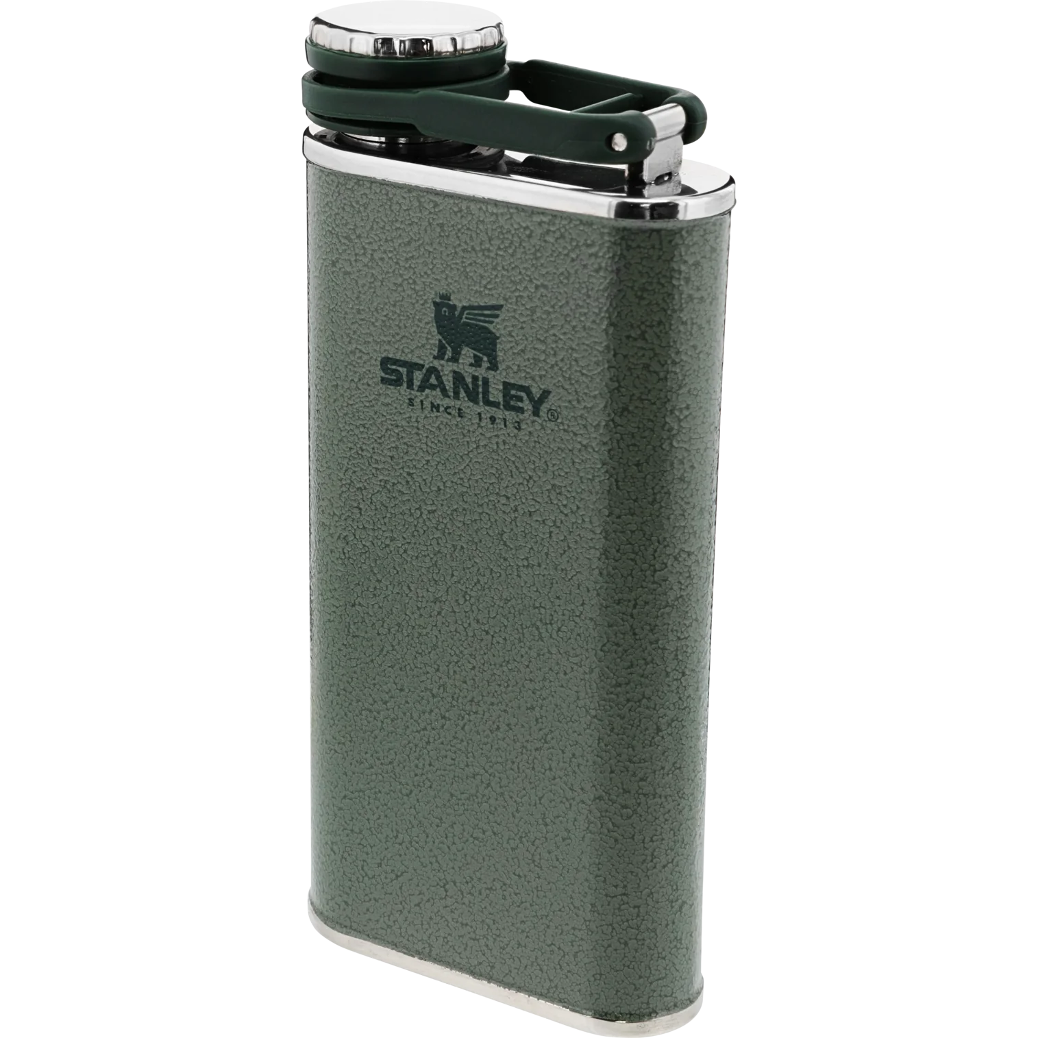 Close-up view of the never-lose cap of a stainless steel flask, highlighting the leakproof design and wide mouth opening for convenient filling