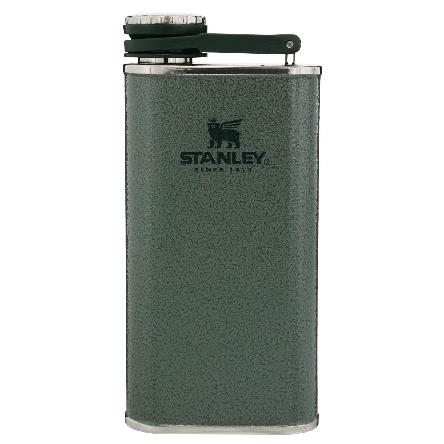Retro-style stainless steel flask with a slim silhouette, featuring a wide mouth opening for easy refills. The flask is BPA-free, leakproof, and designed for portability, displayed against a neutral background.