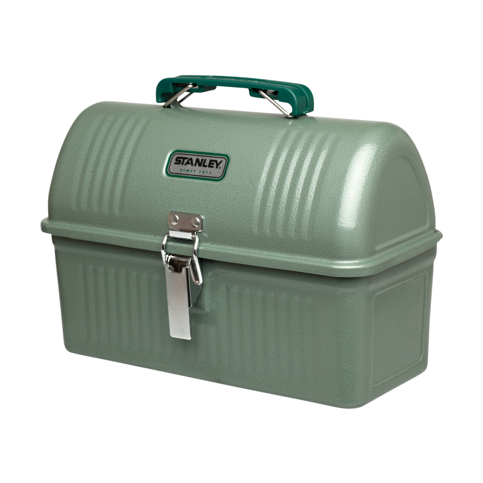 Steel lunch box designed to hold food and drink