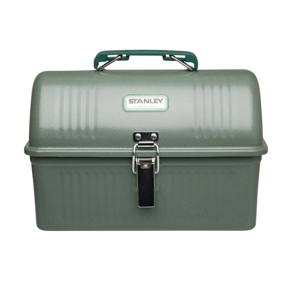 Metal lunch box with built-in bottle holder