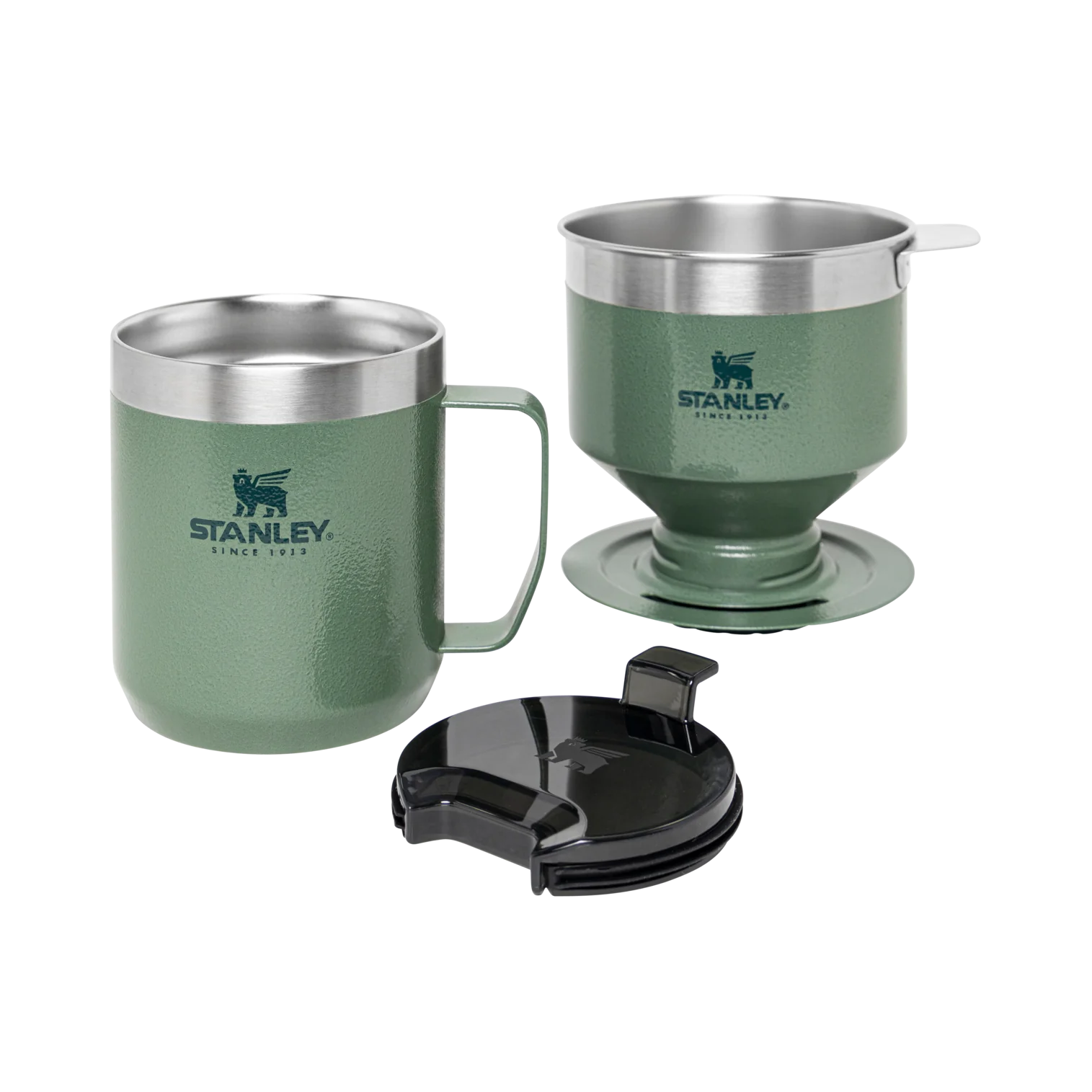 Stainless-steel pour-over coffee maker with a reusable filter, holding up to 20 ounces or 0.59 liters