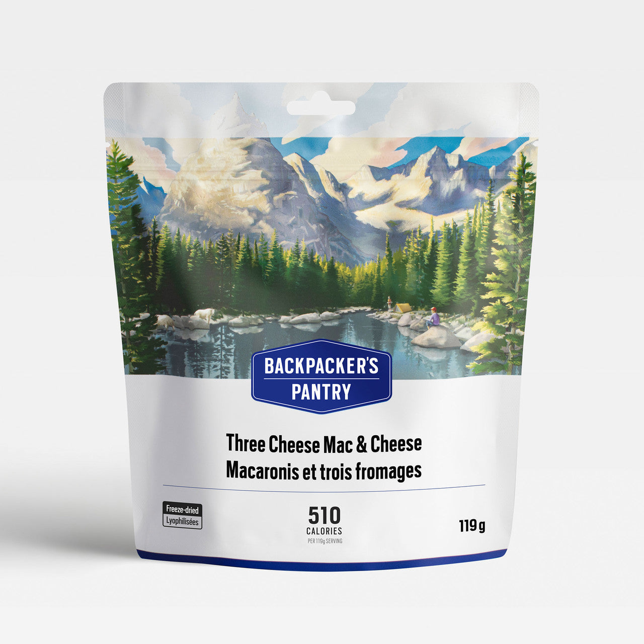 Three Cheese Macaroni & Cheese freeze-dried meal package