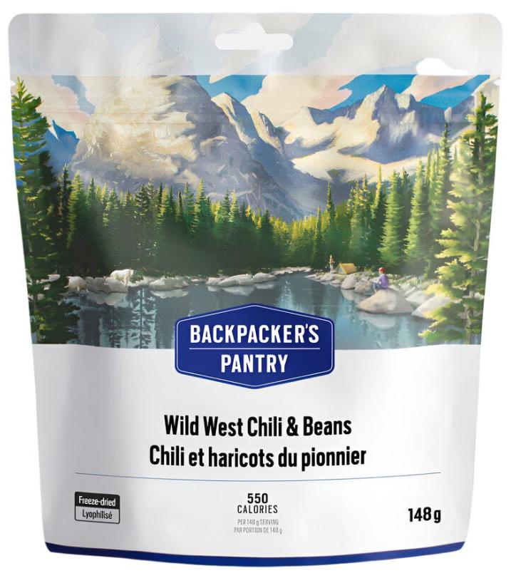 Spicy Southwestern vegetarian chili freeze-dried meal with black beans, pinto beans and tomatoes