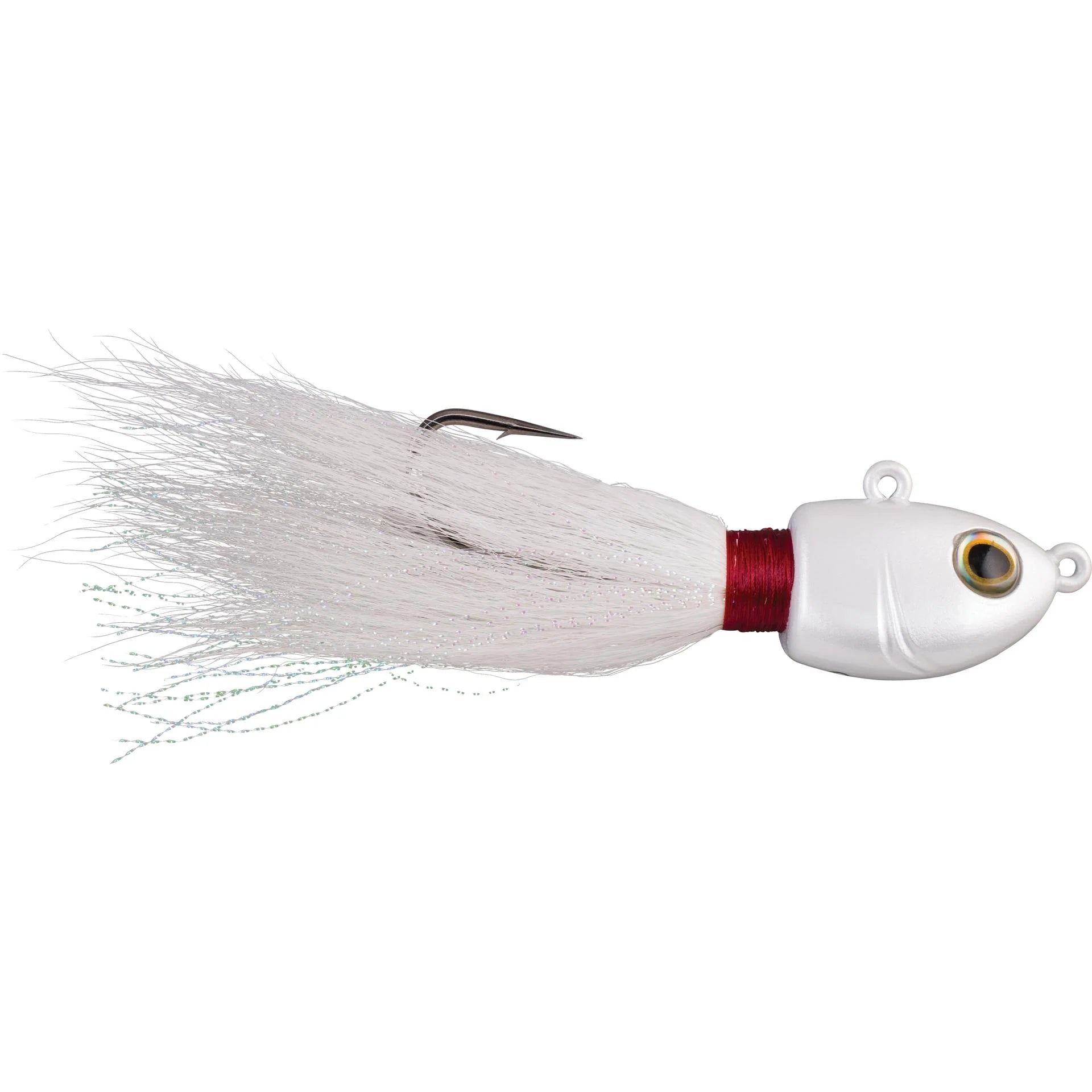 Berkley Fusion19 Bucktail Jig, designed for pairing with Berkley Gulp! soft plastics, featuring a sharp Fusion19 corrosion-resistant hook and double line tie for versatile fishing techniques.