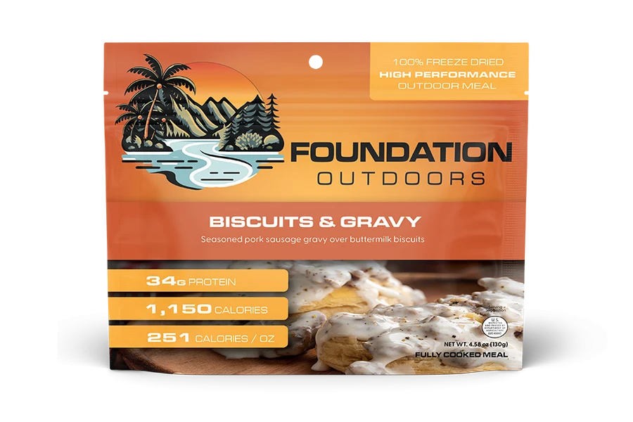 FOUNDATION Outdoors Biscuits & Sausage Gravy Freeze-Dried Meal
