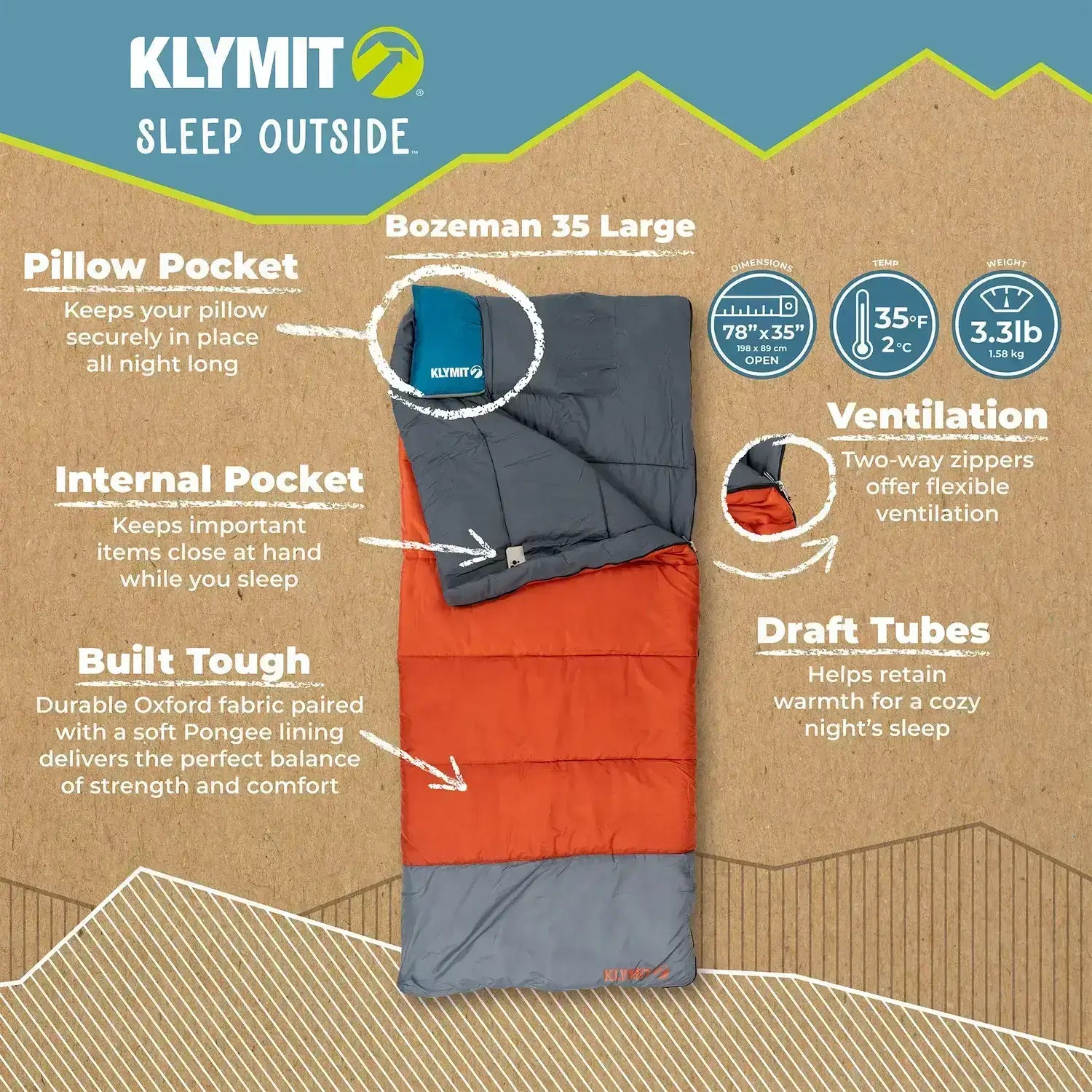 Sleeping bag with durable Oxford outer fabric and soft lining