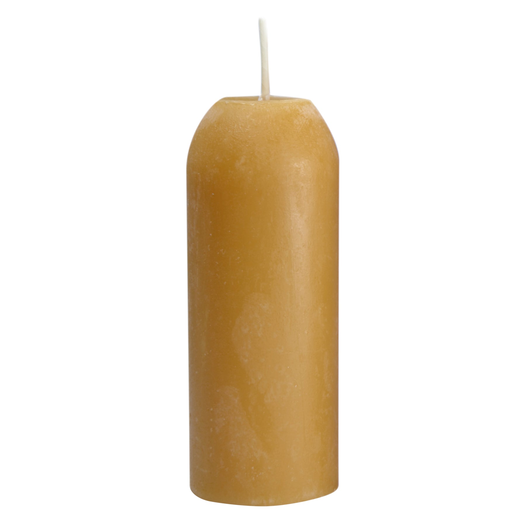 A beeswax candle burning inside a UCO Candle Lantern, showcasing its bright flame and minimal soot