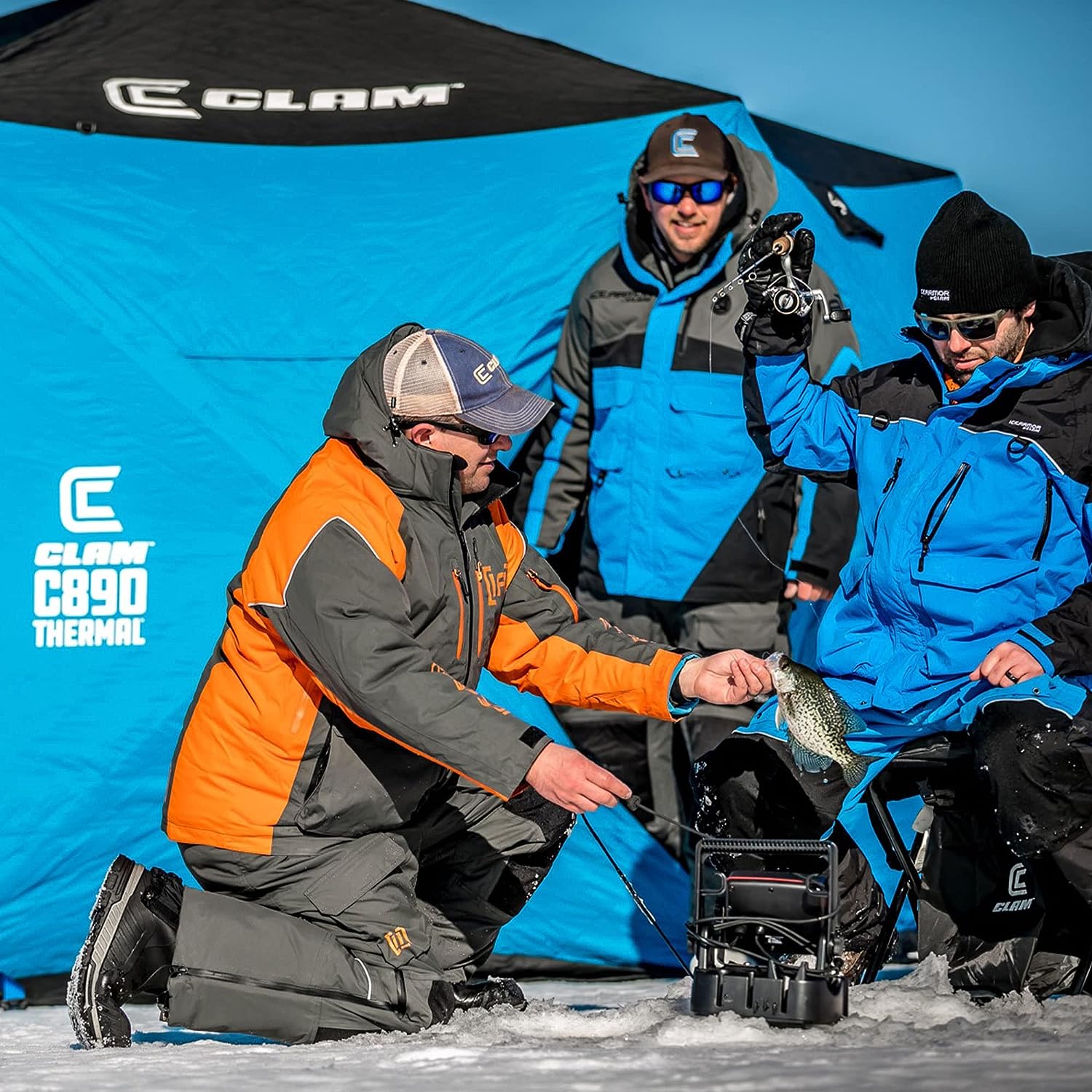 CLAM C-890 Portable 11.5 Ft 6 Person Pop Up Ice Fishing Thermal Hub Shelter Tent