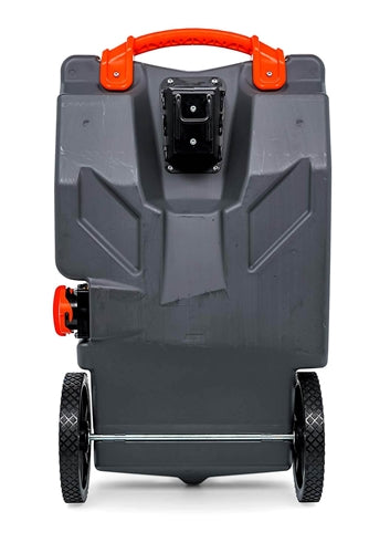 Portable camper waste tank with integrated tank rinser