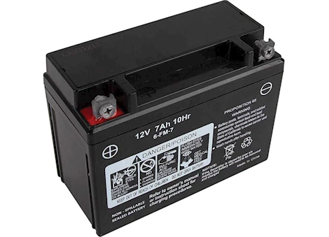 Black battery with label on a white background