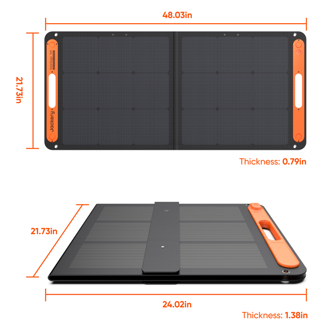 Jackery 100W SolarSaga panel unfolded showing monocrystalline cells
