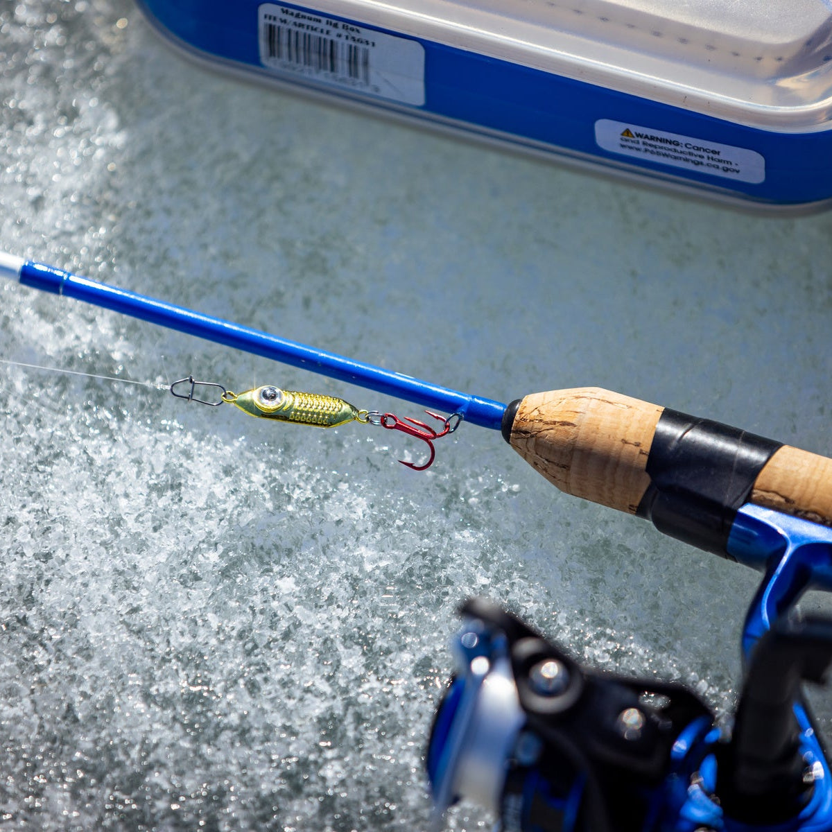 Clam rattling tungsten ice fishing spoon with steel BBs