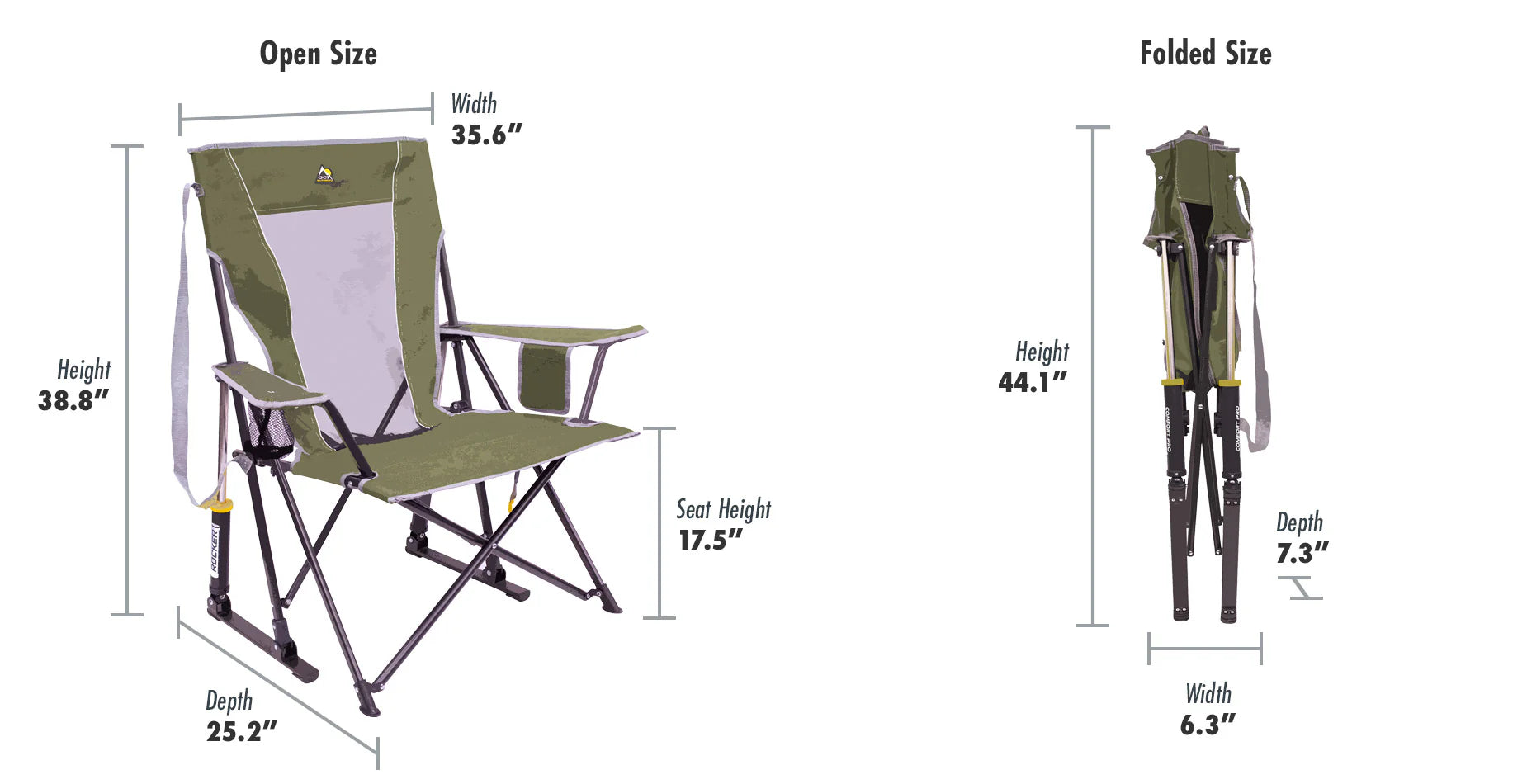 GCI Outdoor Comfort Pro Rocker Collapsible Rocking Chair & Outdoor Camping Chair