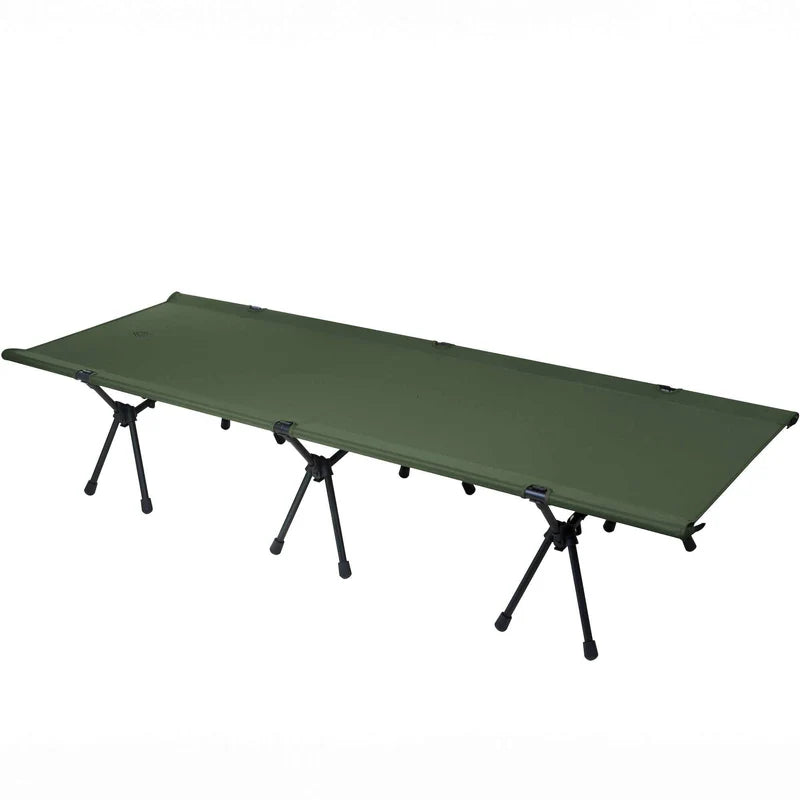 Portable folding camping cot for adults with adjustable height and quick setup