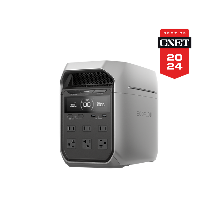 EcoFlow DELTA 3 Plus portable power station front view with LCD display