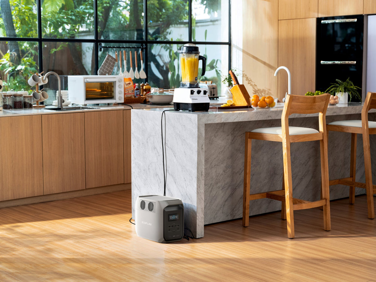 EcoFlow DELTA 3 1500 display showing battery capacity and power output