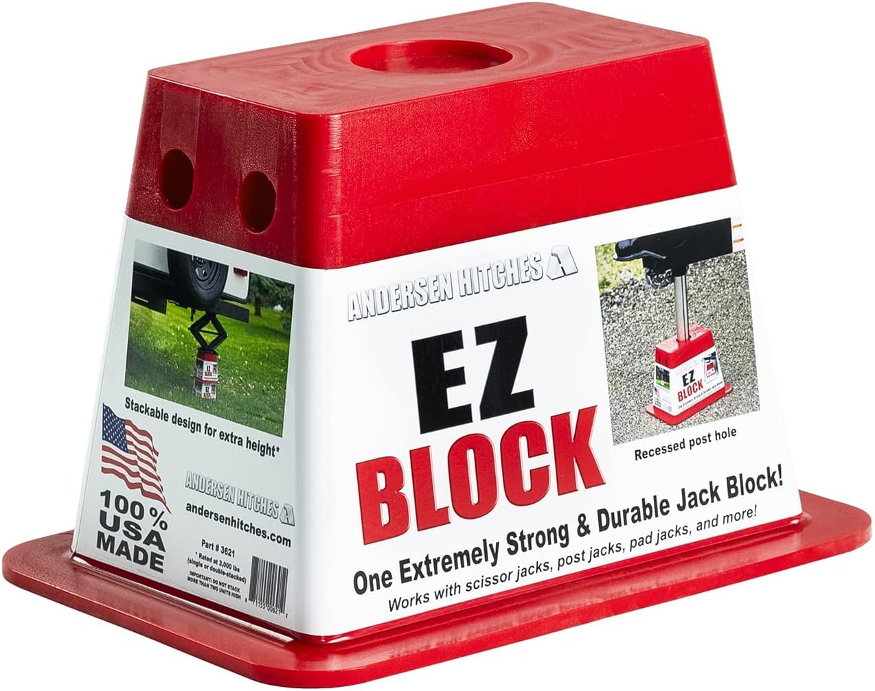 ANDERSEN HITCHES | RV Accessories | Single Trailer EZ Jack Block| Leveling System | RV Stabilizer Stands | Heavy Duty Camper Level for RVs | 3621