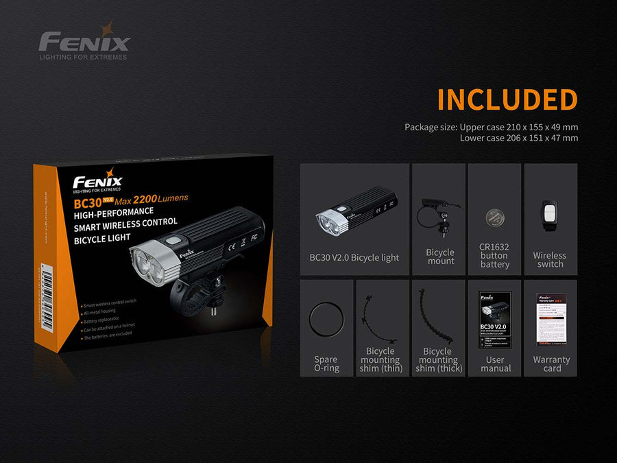 Fenix BC30 V2.0 bike headlight powered by dual 18650 rechargeable batteries