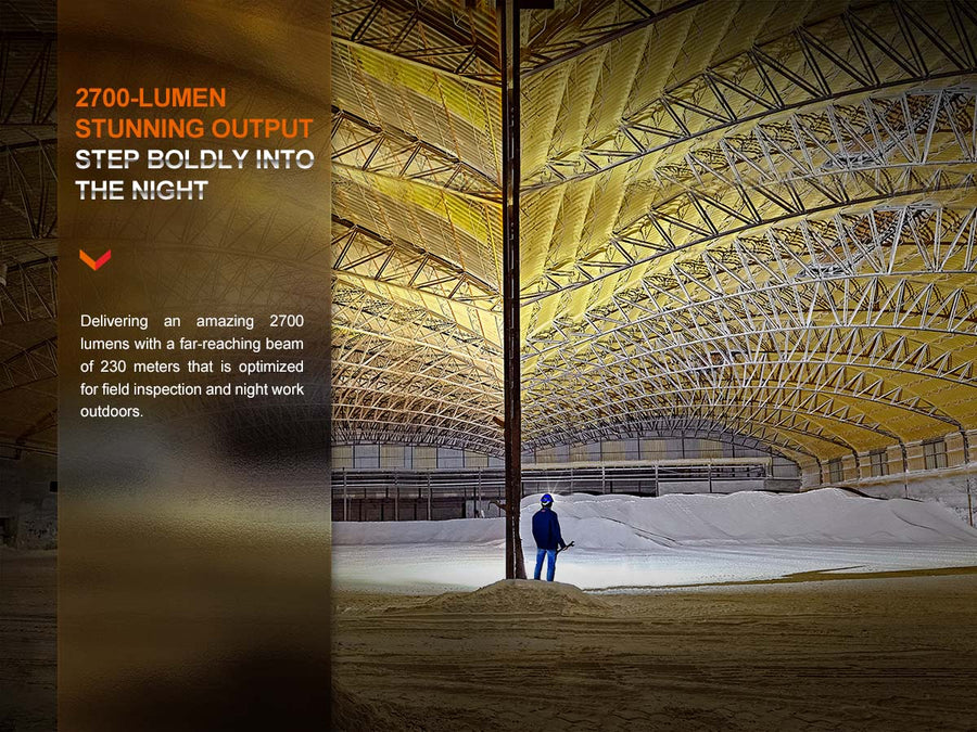 Fenix HM71R Headlamp in floodlight mode, providing neutral light with better color rendering for up-close tasks or work environments.