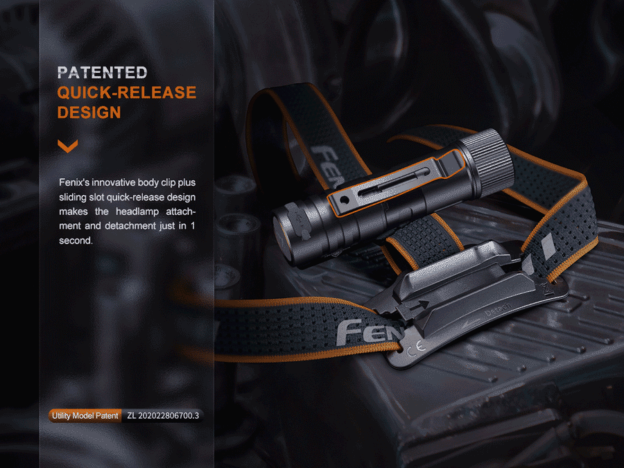 The Fenix HM71R Headlamp detached from its base, showing its versatility as a right-angle flashlight with a sturdy magnetic base for hands-free lighting