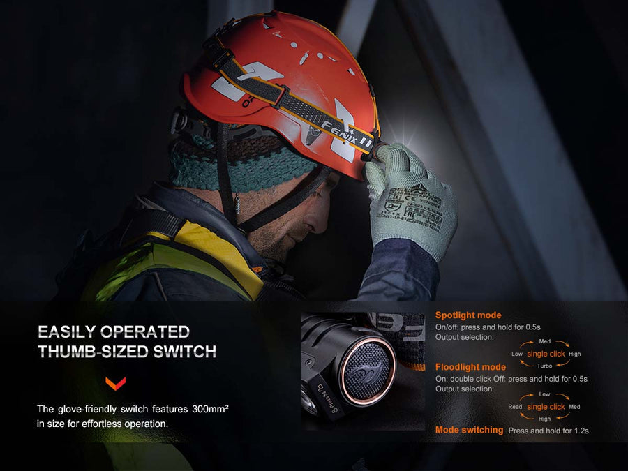 Close-up of the Fenix HM71R USB-C charging port with an included charging cable, highlighting convenient and fast recharging capability