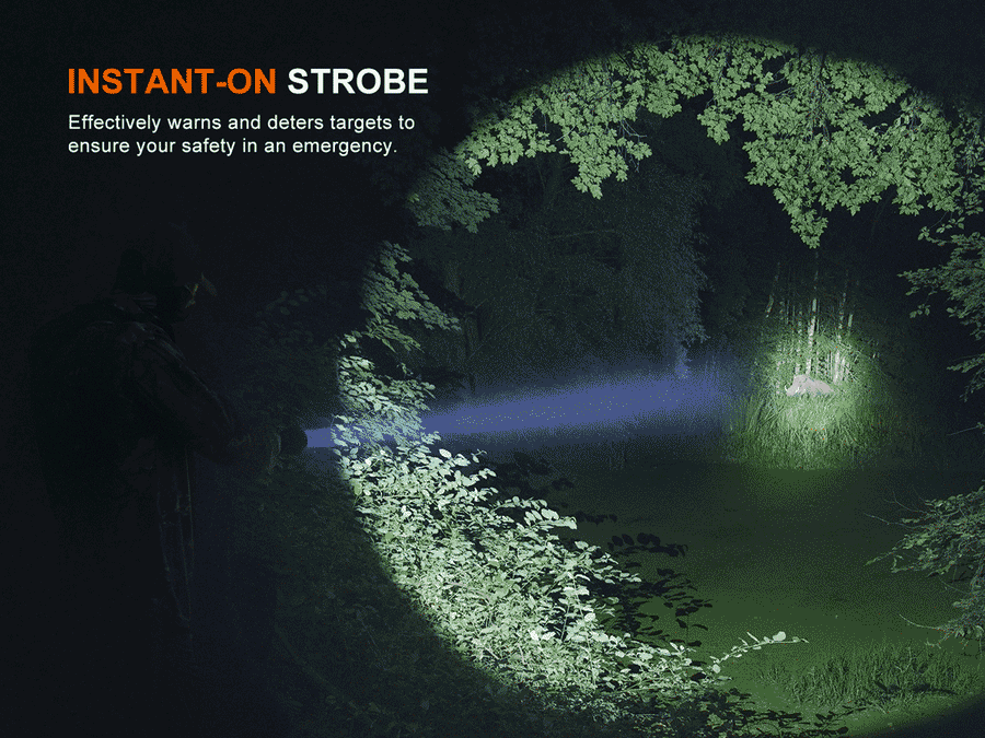 Side profile of Fenix HT18R V2.0 flashlight highlighting dual side switches and rugged body