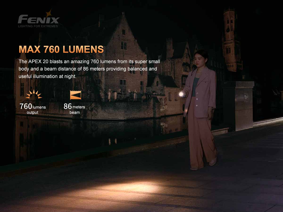 Fenix APEX 20 USB Type-C rechargeable flashlight with 2 hour fast charge