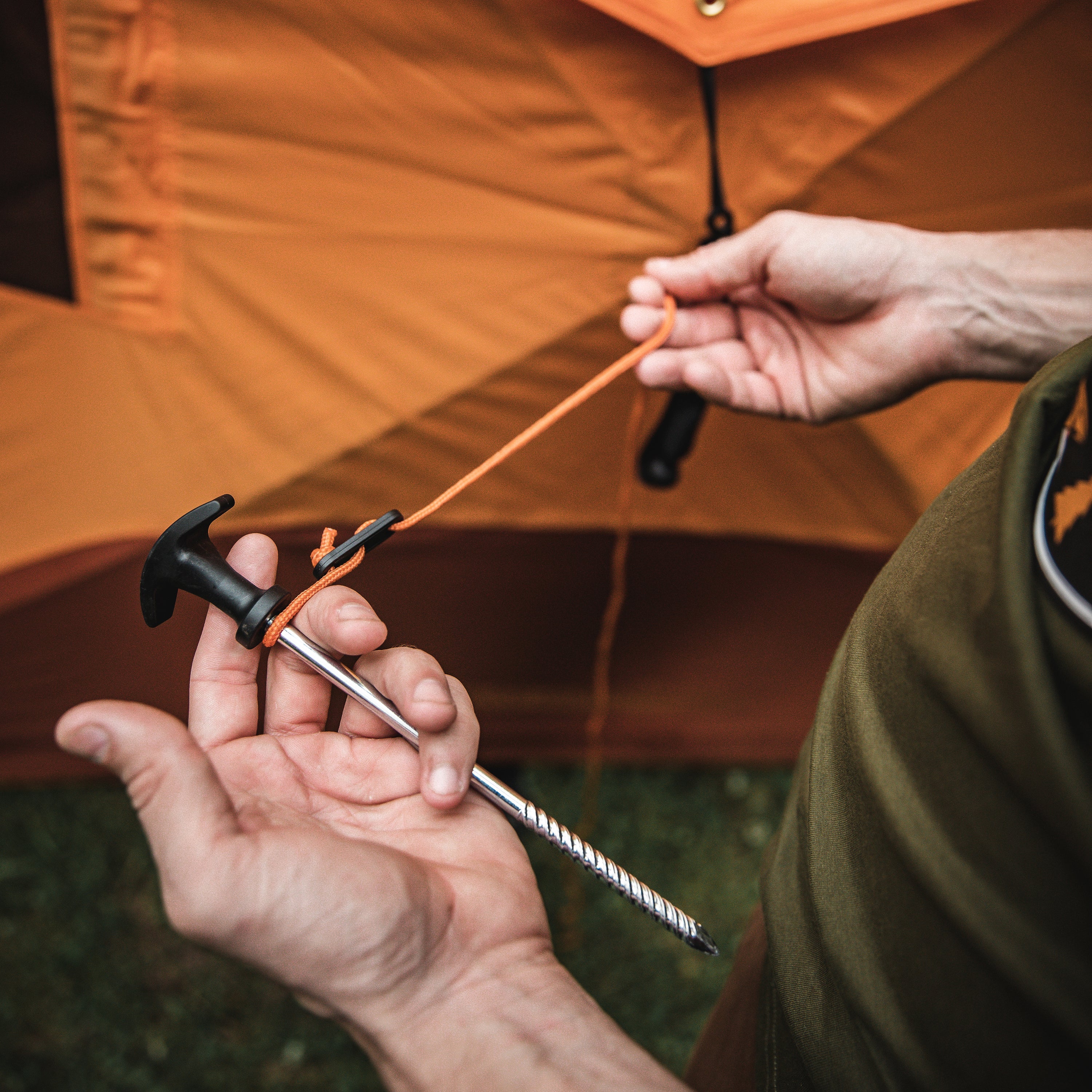 Gazelle All-Terrain Stake with a molded handle for easy extraction and tie-off