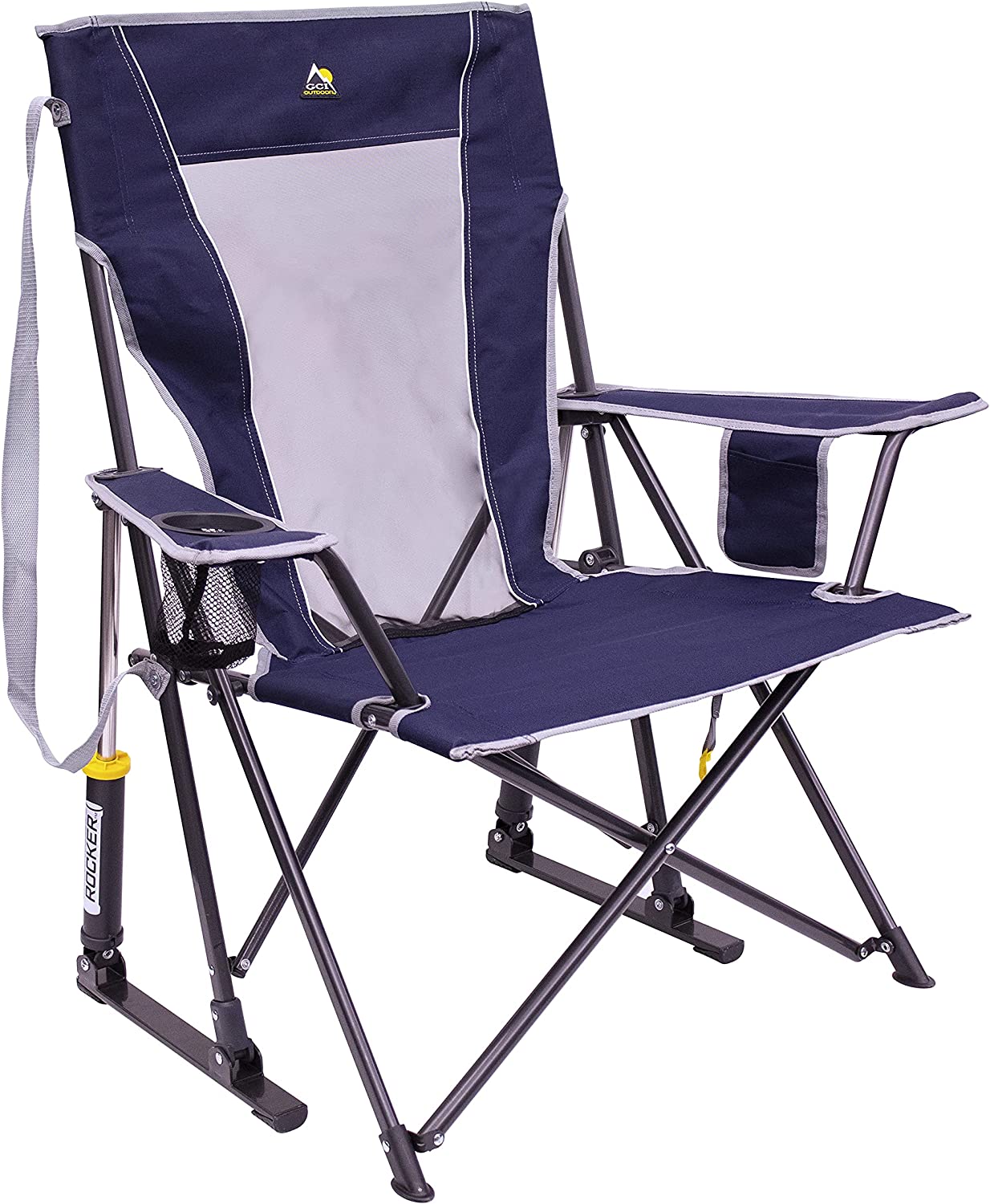 GCI Outdoor Comfort Pro Rocker™ in open position, showcasing its ergonomic design and smooth rocking motion.