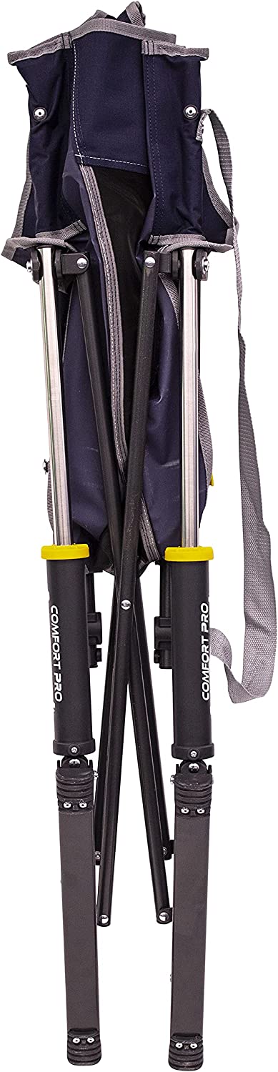 Portable Comfort Pro Rocker™ in its folded position with an attached carry strap.