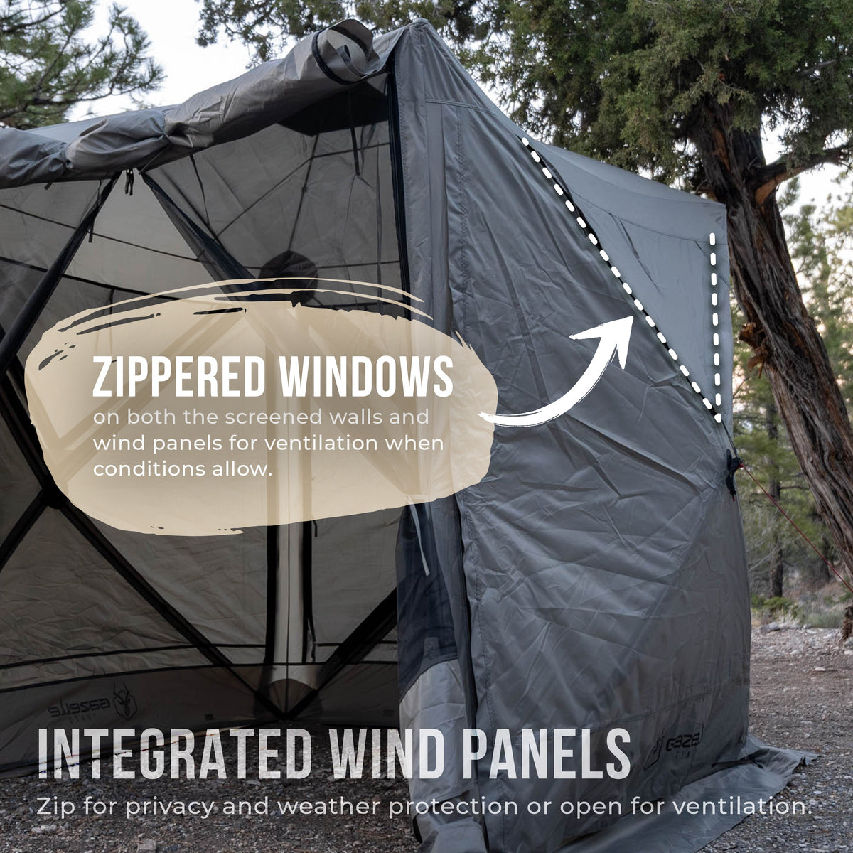 Gazelle G4 Deluxe gazebo zippered window for ventilation