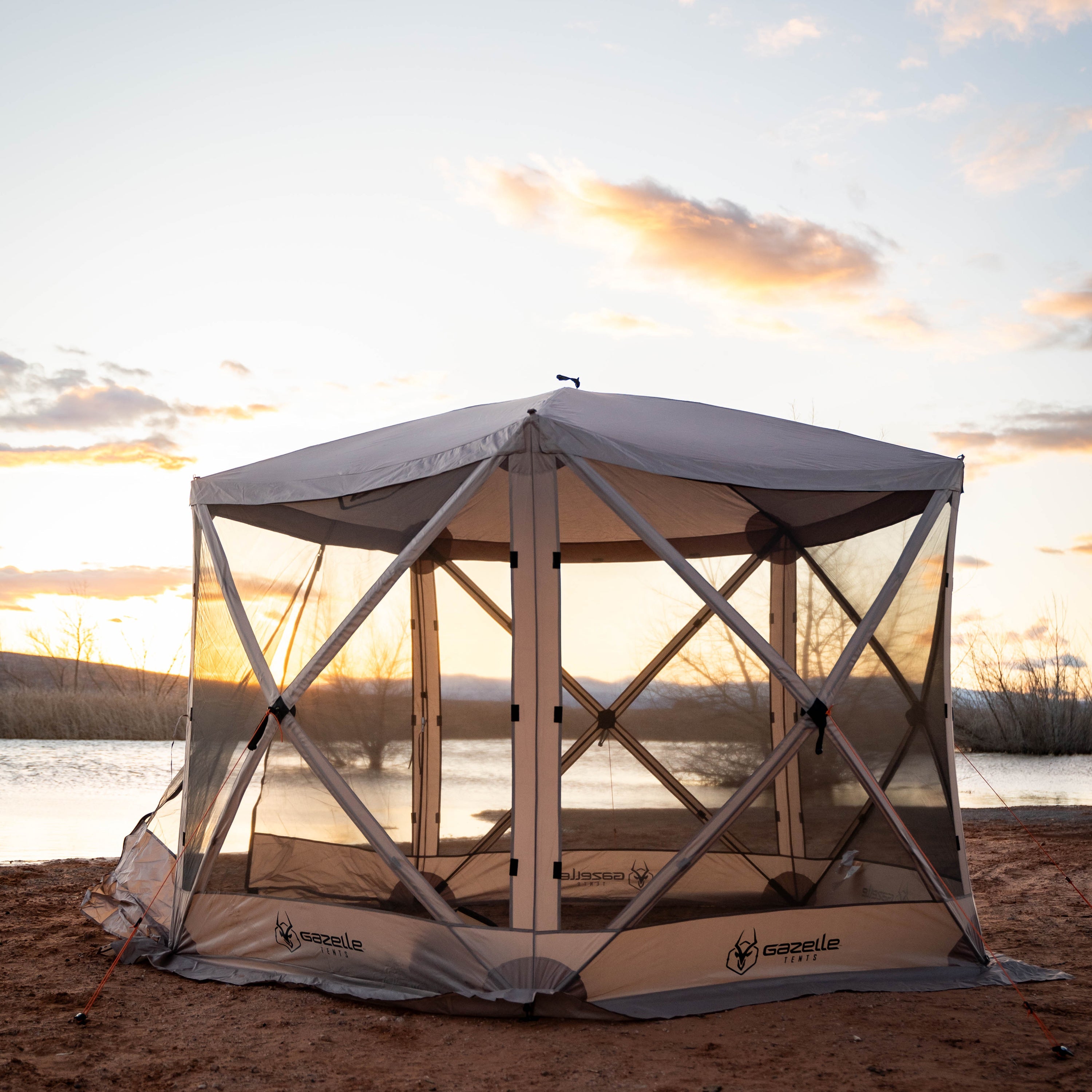 Fully assembled Gazelle G5 gazebo with 60 sq. ft. of space, standing 85 inches tall