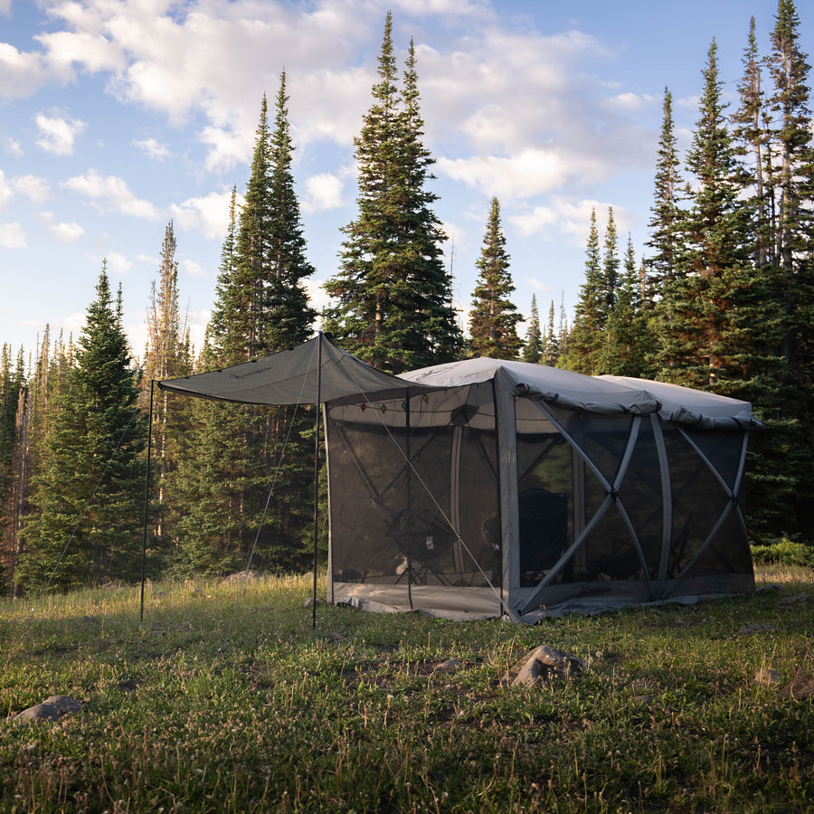 Gazelle Tandem gazebo with TriTech mesh walls and wind panels