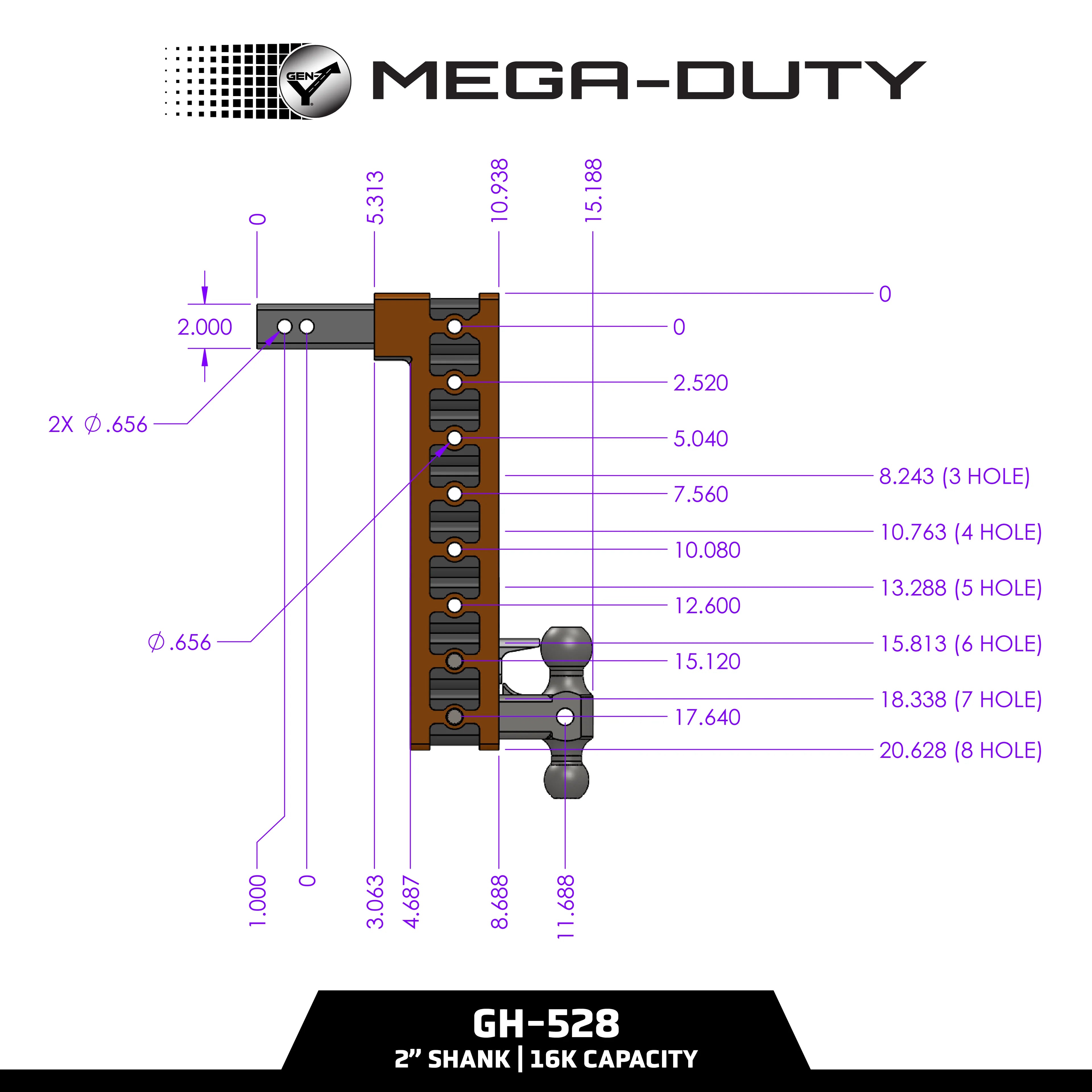 GEN-Y MEGA-DUTY 16K hitch for boat, RV, cargo, and motorcycle towing