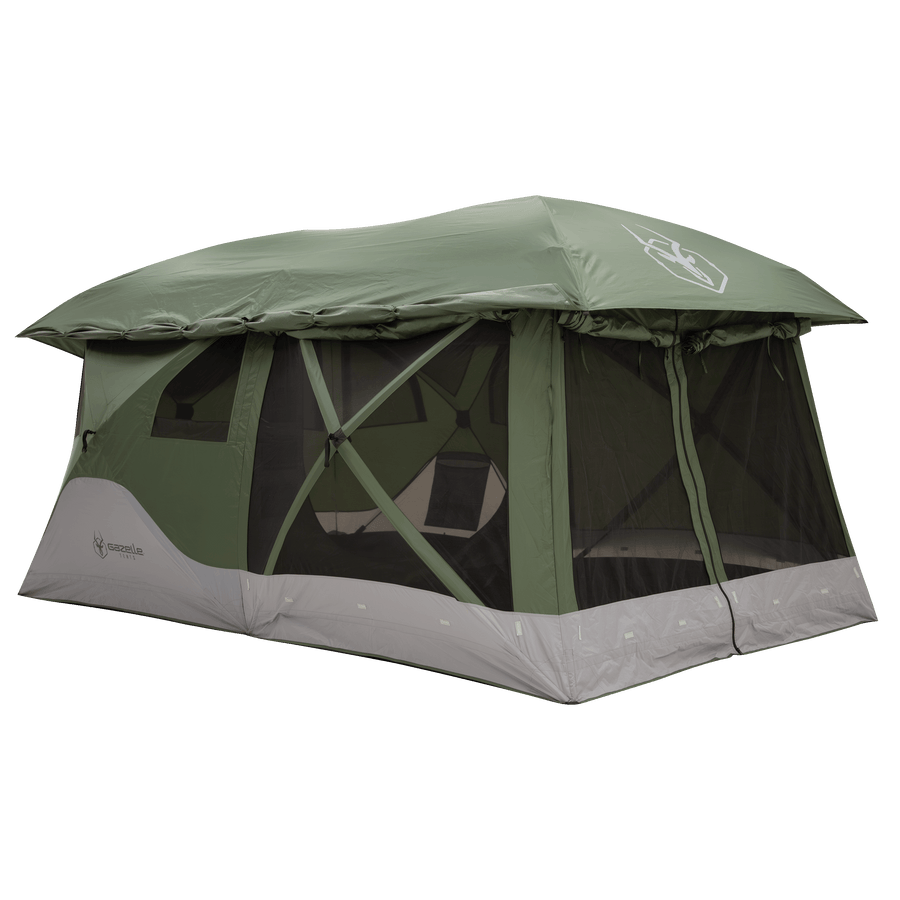 Gazelle Tents T4 Tandem Hub Tent with convertible screen room and 110 sq ft floor space
