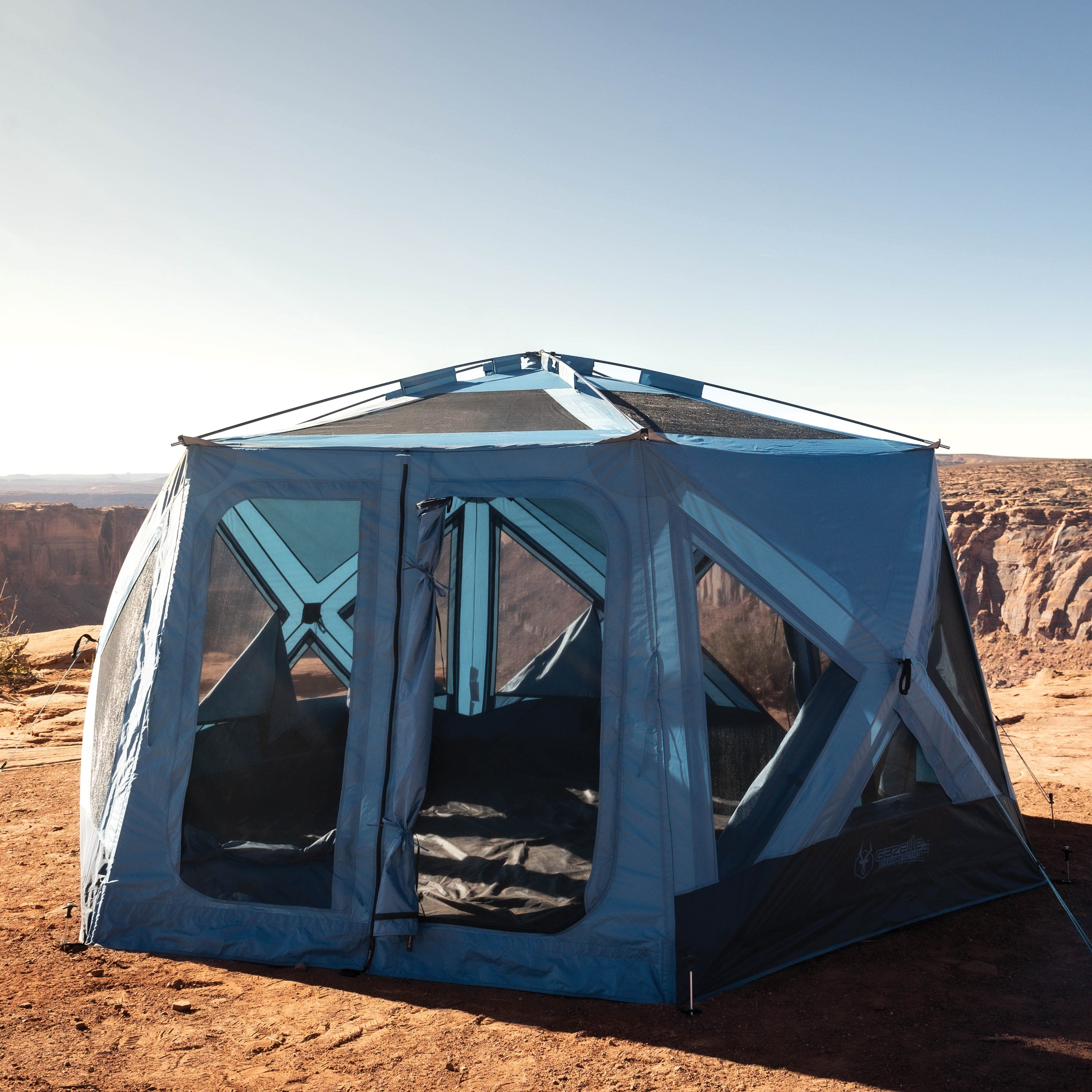 Gazelle T-Hex instant hub tent sleeps 7 with panoramic mesh windows