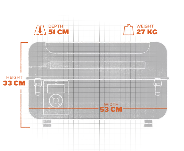 Traeger Ranger pellet grill closed lid front view outdoor cooking grill