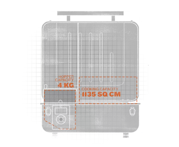 Traeger Ranger pellet grill open lid showing cooking grates