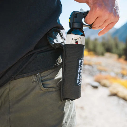 Adjustable one-size-fits-most bear spray holster for adult use