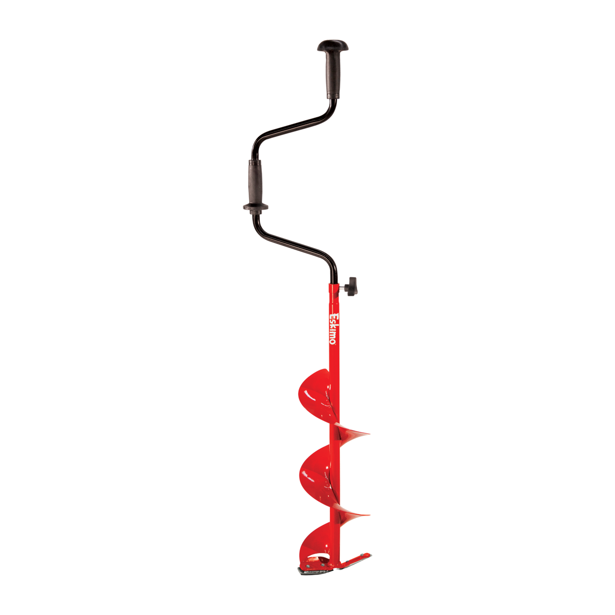 Eskimo® Hand Auger with lightweight design and pommel handle on a snowy background.