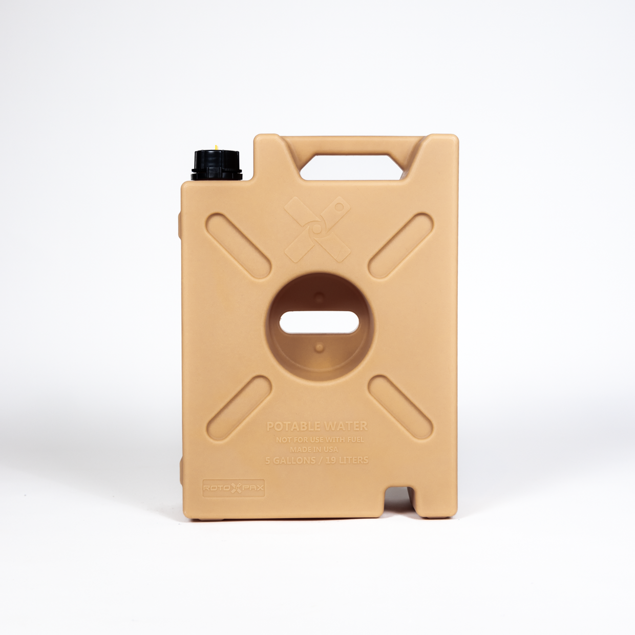 Black RotopaX 5-Gallon Water Container for secure mounting and rugged use