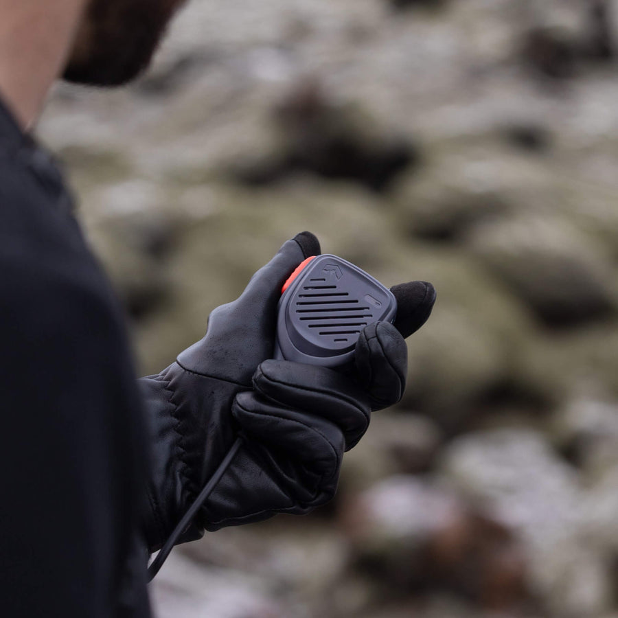 Compact glove-friendly Rocky Talkie push-to-talk hand mic