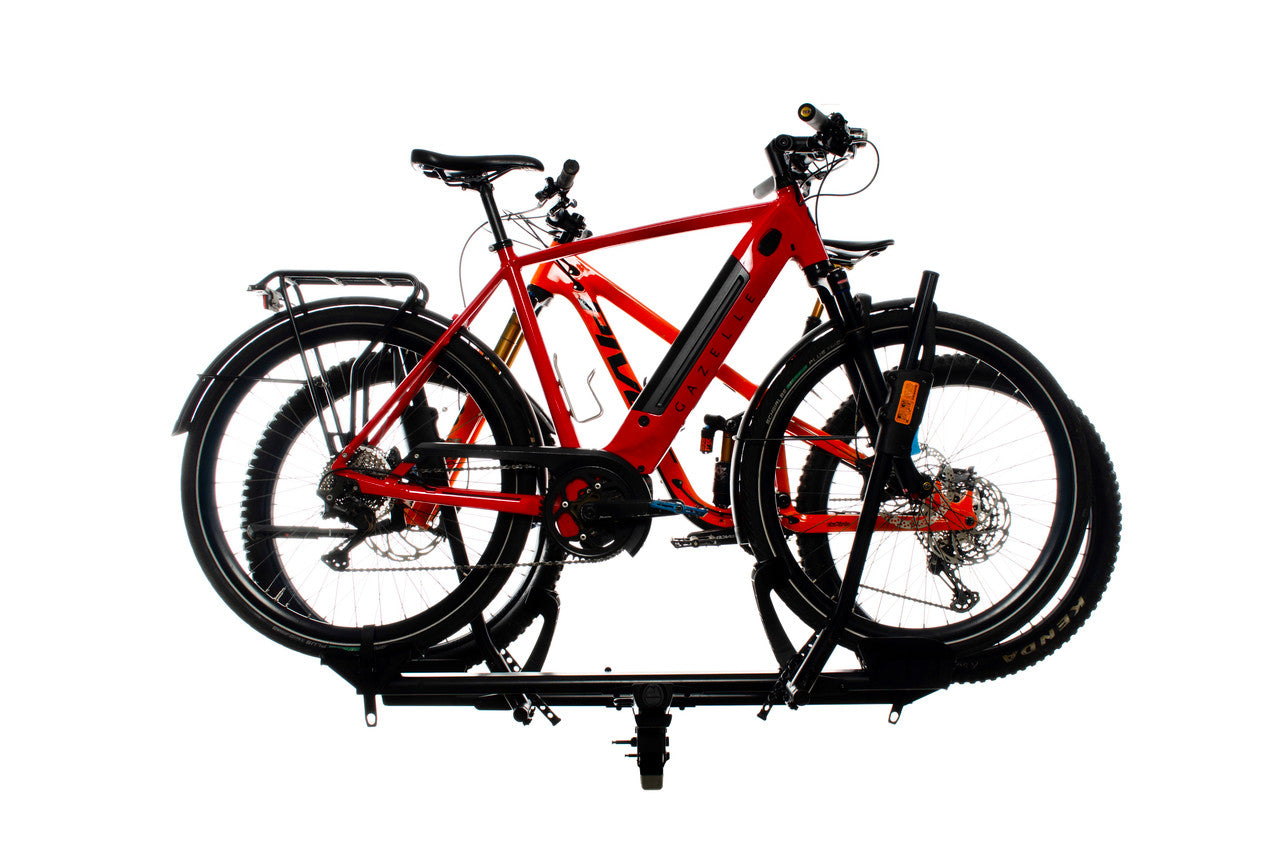 Highnoon bike rack with 2 bikes mounted