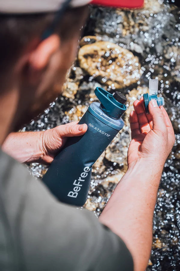 Katadyn BeFree AC 1.0L water filtration bottle with flexible HydraPak SoftFlask