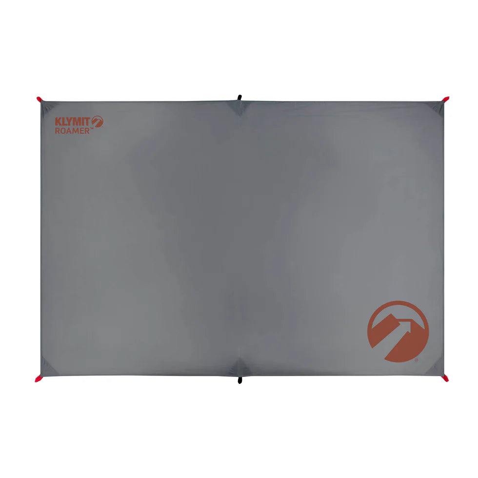 Roamer Throw Tarp fully extended, showcasing its lightweight, durable design with multiple tether points for versatile setup options.