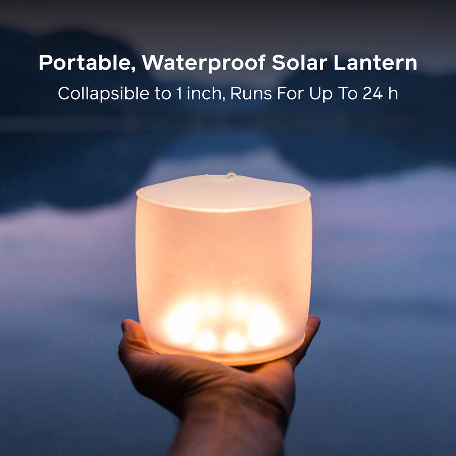 Lightweight collapsible solar lantern with USB-C charging and 75 lumens brightness